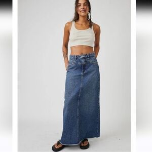 Free People Blue Maxi Skirt